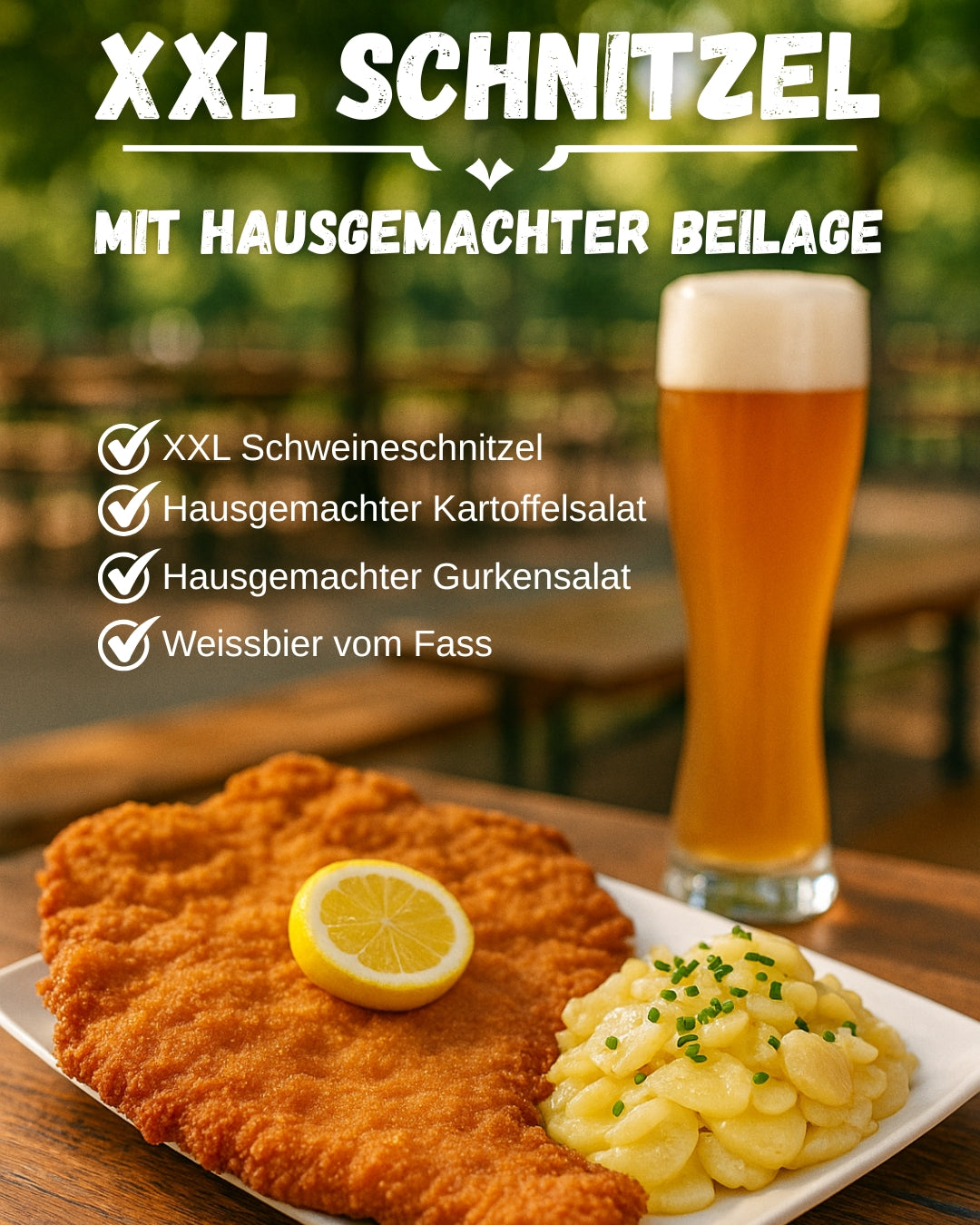 XXL-Schnitzel mit hausgemachter Beilage